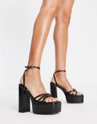 Asos Design Nate Platform Heeled Sandals In Black