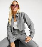 Collusion Boxy Jacket With Tonal Embroidery In Gray - Part Of A Set-grey