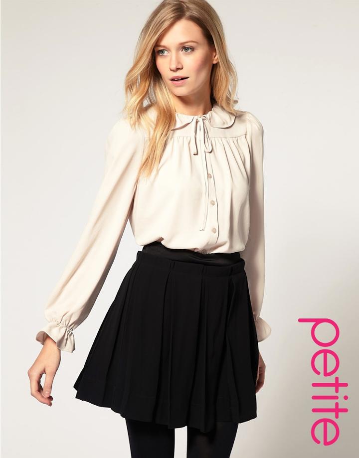 Asos Petite Ruffle Collar Blouse - Blue