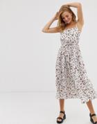 Influence Midi Dress With Tiers In Ditsy Floral Print - White