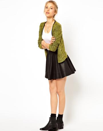 Asos Skater Skirt In Leather