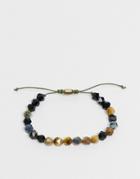 Asos Design Beaded Bracelet With Starcut Design In Neutral Tones-multi