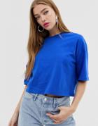 Asos Design Oversized Crop T-shirt In Blue - Blue