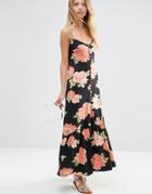 Asos Maxi Dress In Summer Floral With Button Detail - Multi