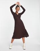 Urban Revivo Twist Front Midi Dress In Brown