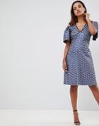 Closet London Cut Out Ruffle Sleeve Dress-multi