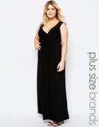 Goddiva Plus Maxi Dress With Wrap Front - Black
