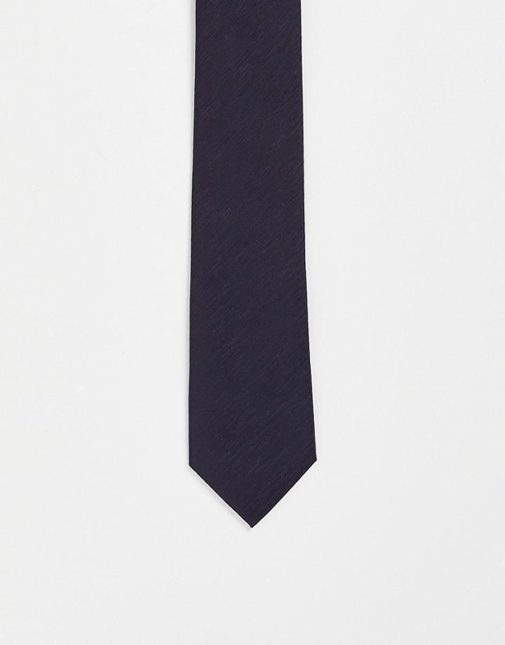 French Connection Plain Woven Tie-navy
