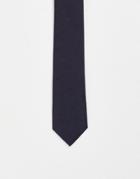 French Connection Plain Woven Tie-navy