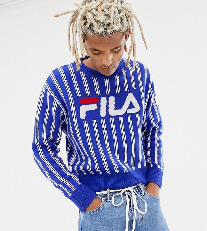 D-antidote X Fila Logo Sweatshirt With Lurex Stripe - Blue