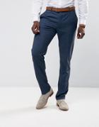 Mango Man Slim Fit Check Suit Pants In Navy - Navy