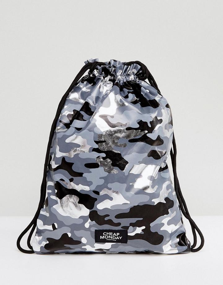 Cheap Monday Camo Print Drawstring Bag - Black