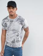 Soul Star Rose Printed Pocket T-shirt - Gray