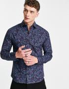 Bolongaro Trevor Slim Fit Paisley Print Shirt-black