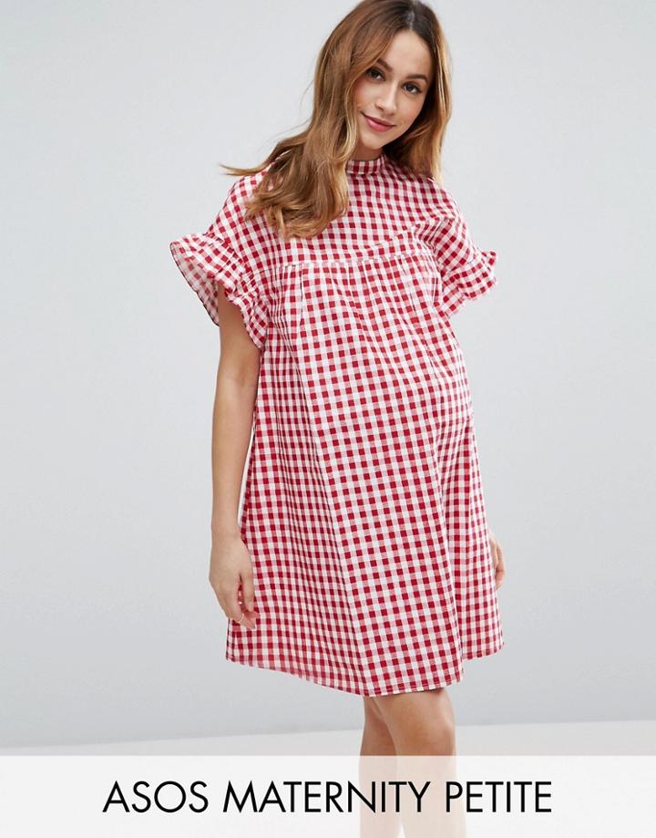 Asos Maternity Petite Red Gingham Smock Dress - Red