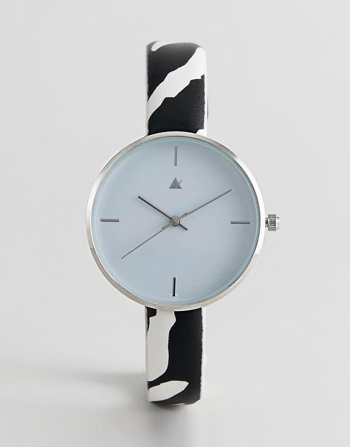 Asos Design Watch With Faux Zebra Strap - Multi