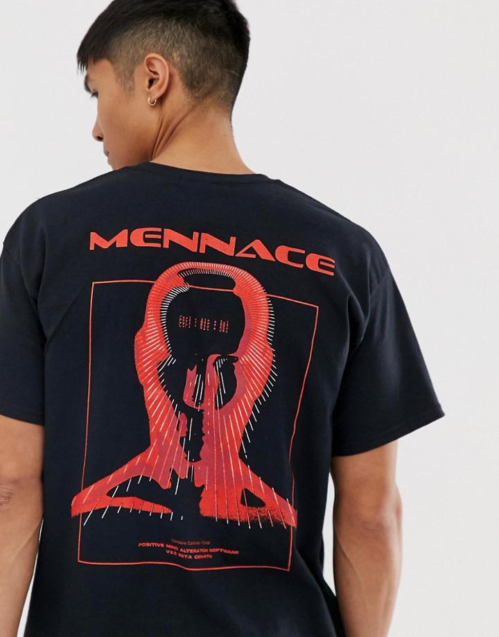 Mennace T-shirt With Back Print In Black - Black
