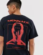 Mennace T-shirt With Back Print In Black - Black