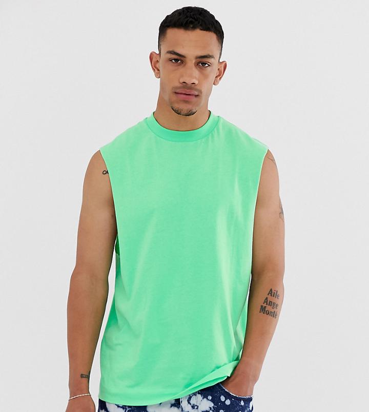 Collusion Sleeveless T-shirt In Green - Green