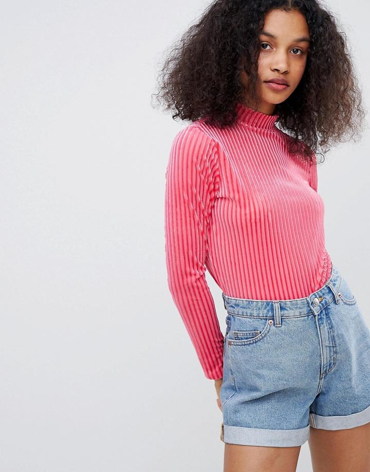 Monki High Neck Top - Pink