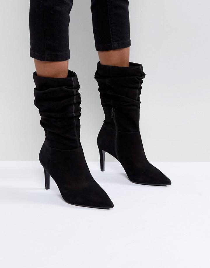 Dune London High Rise Slouch Heeled Ankle Boot - Black