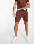 River Island Textured Knitted Shorts In Brown