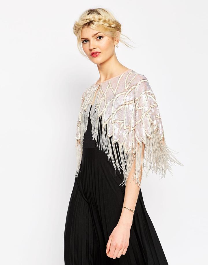 Asos Pretty Iridescent Embellished Cape - Pink