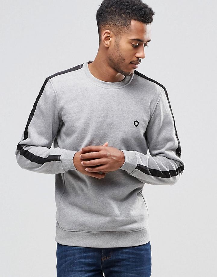 Jack & Jones Sweat With Striped Sleeve - Gray