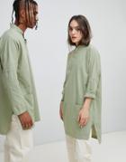 Seeker Mandarin Collar Tunic In Organic Hemp Cotton - Green