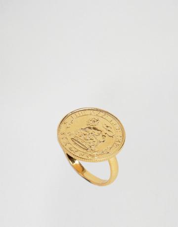 Katie Mullally Gold Plated Sixpence English Coin Ring - Gold