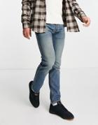 Topman Essential Stretch Slim Jeans In Mid Wash-blues