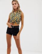 Bershka Classic Turn Up Short In Black - Black