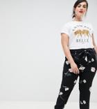 River Island Plus Tapered Pants With Tie Waist Detail In Floral - Multi