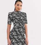 Asos Design Tall Exclusive Mini Tea Dress With Buttons In Floral Print