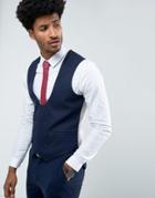 Asos Wedding Skinny Suit Vest In Woven Texture In Navy - Navy