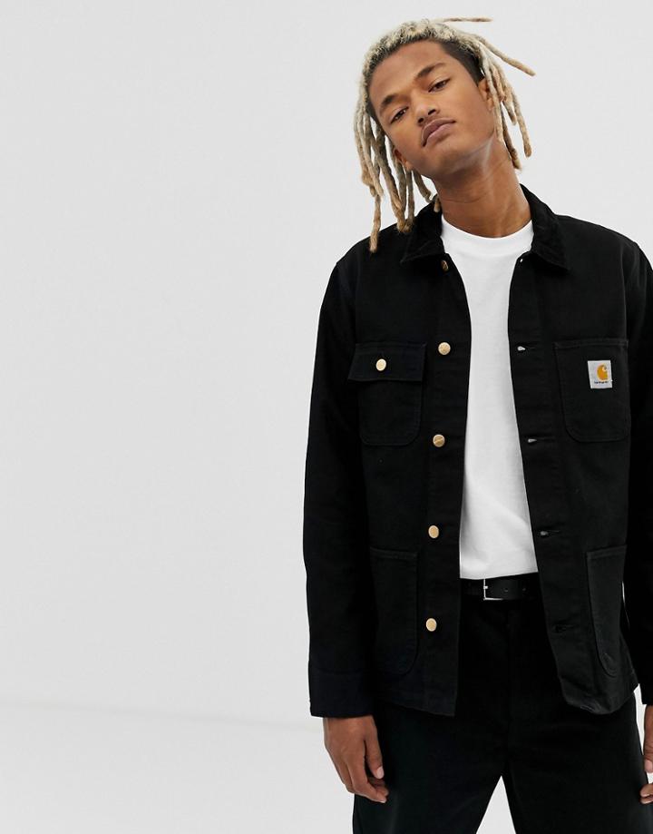 Carhartt Wip Michigan 100% Organic Cotton Jacket In Black Rinsed - Black