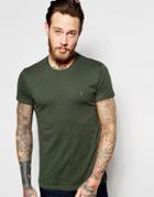 Farah T-shirt With F Logo In Slim Fit In Evergreen - Evergreen