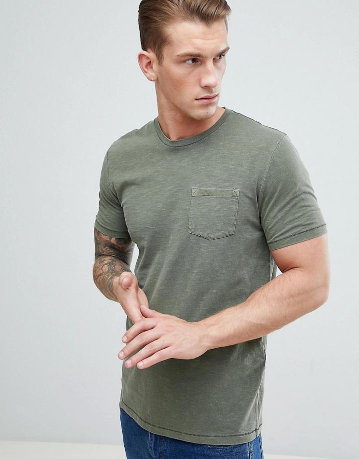 Celio T-shirt With Pocket In Khaki - Green