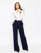Asos Wide Leg Pant With D-ring - Navy