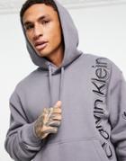 Calvin Klein Jeans Vertical Bold Logo Hoodie In Gray