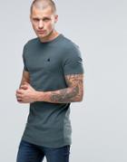 Asos Longline Muscle T-shirt With Crew Neck And Logo In Green Marl - Green