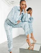 Asos Edition Coordinating Sequin Sweatpants In Pale Blue-blues