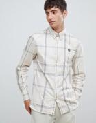 Fred Perry Enlarged Check Shirt In Off White - White