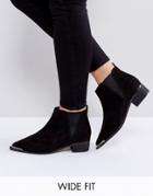 Asos Admission Wide Fit Pointed Ankle Boots - Black