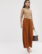 Y.a.s Wide Leg Spot Culottes - Brown