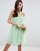 Asos Wedding Ruched Halter Mini Dress - Green