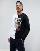 Asos Metallica Long Sleeve Band T-shirt With Splice - Black