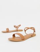 Asos Design Flume Leather Flat Sandals - Tan