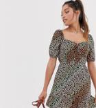 Miss Selfridge Petite Tea Dress In Multi - Brown