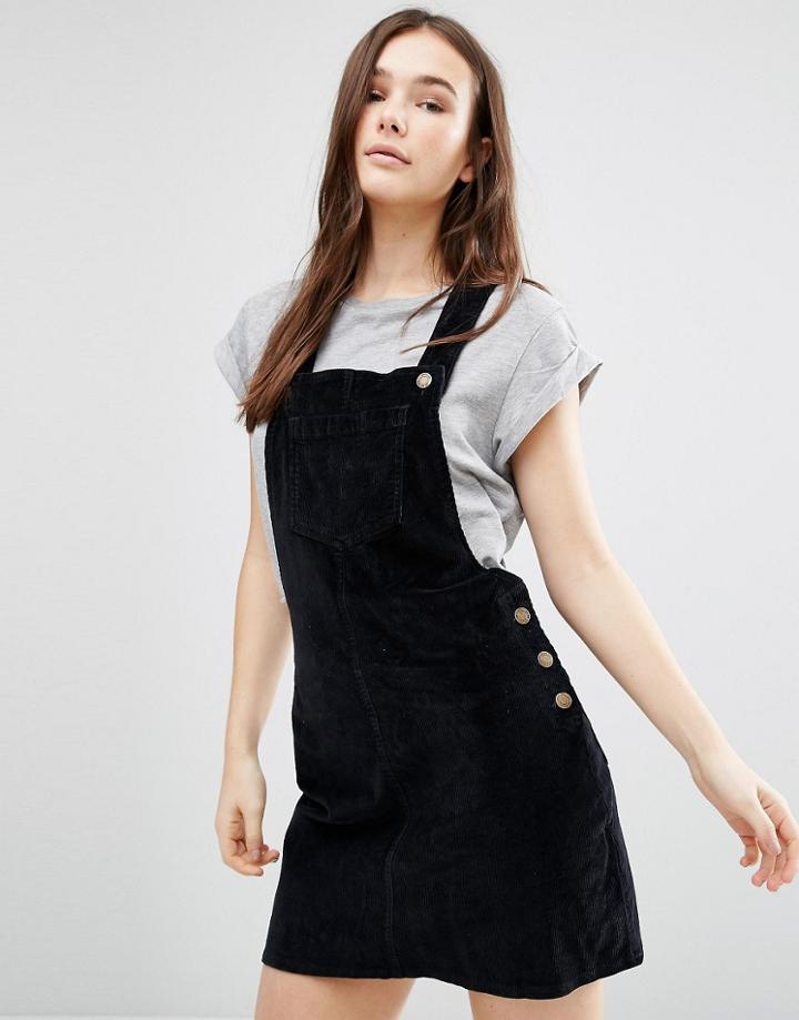 Brave Soul Cord Pinafore - Black